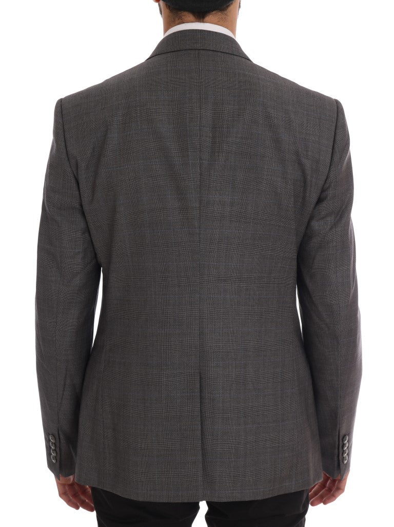 Schicker, grau karierter Wollblazer