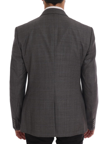 Schicker, grau karierter Wollblazer