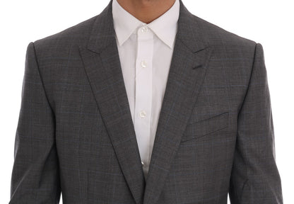 Schicker, grau karierter Wollblazer