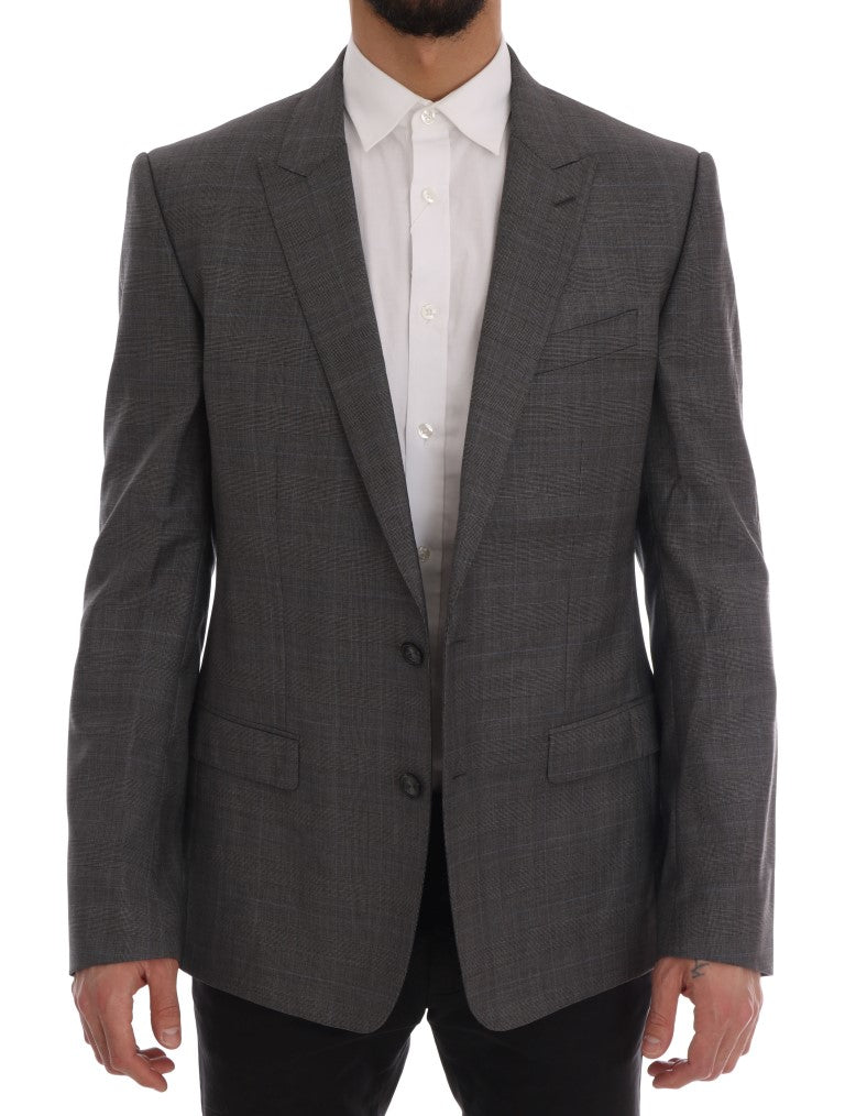 Schicker, grau karierter Wollblazer