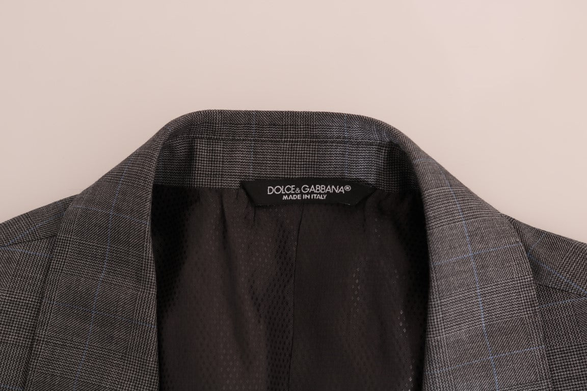 Schicker, grau karierter Wollblazer