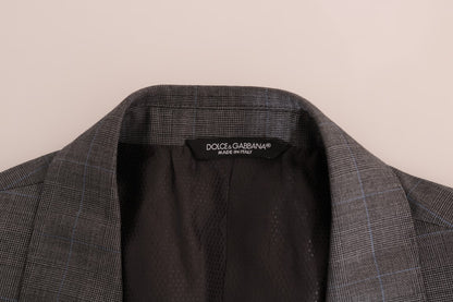 Schicker, grau karierter Wollblazer