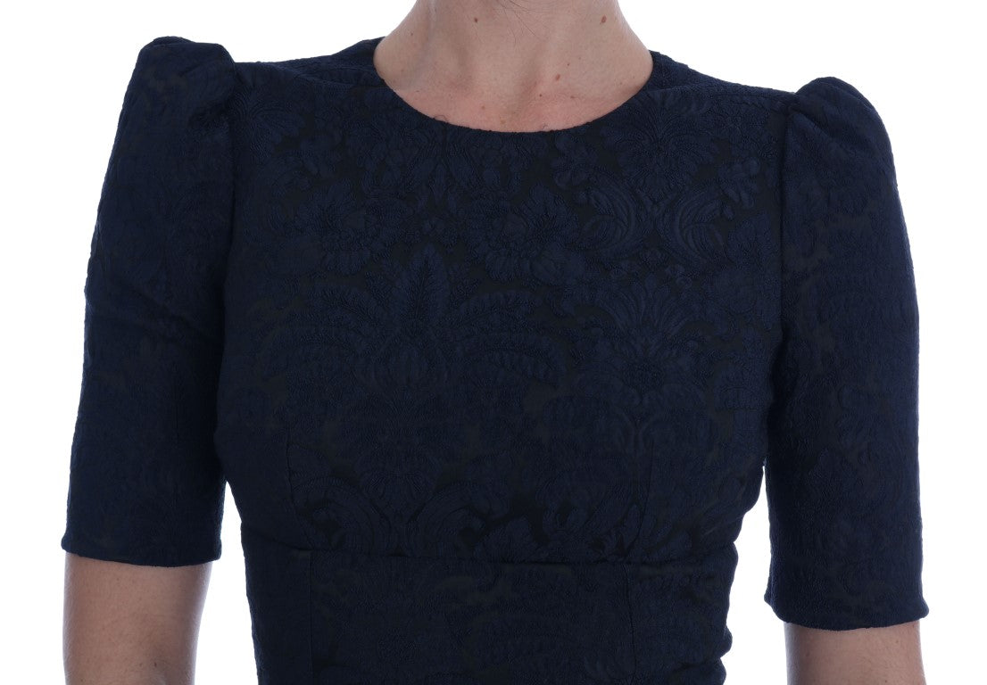 Ausgestelltes Minikleid aus Brokat mit Blumenmuster