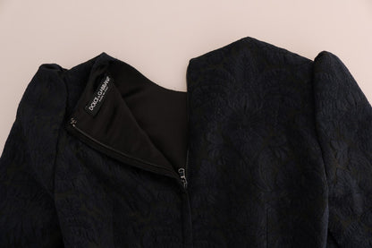 Ausgestelltes Minikleid aus Brokat mit Blumenmuster