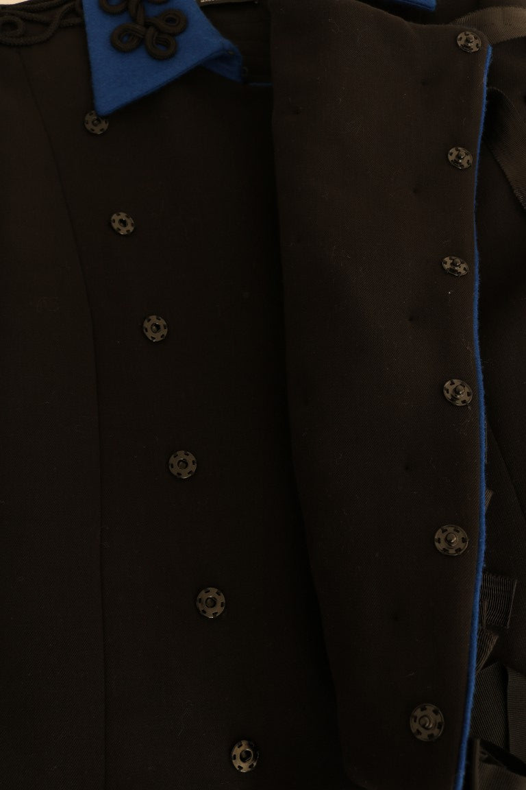 Chic Black & Blue Short Trench Jacket