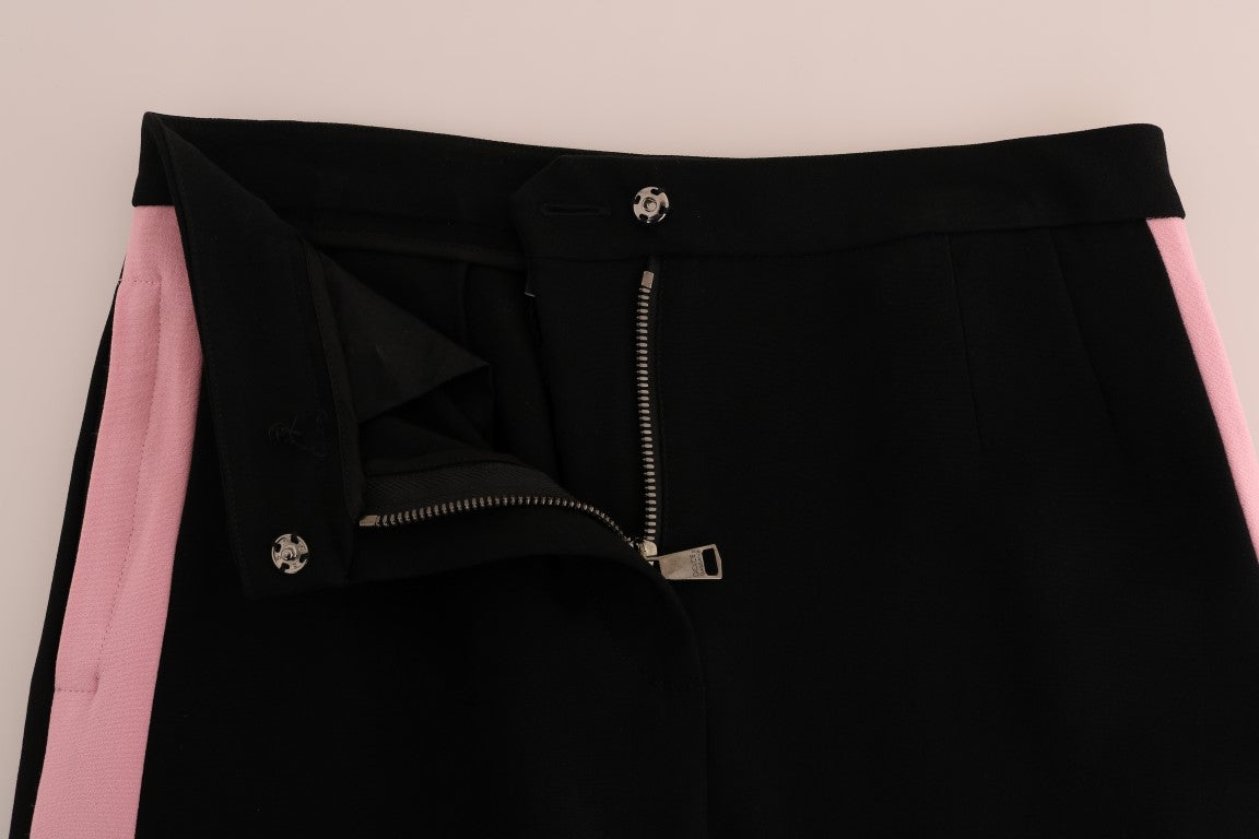 Schicke schwarze Caprihose mit rosa Seitenstreifen