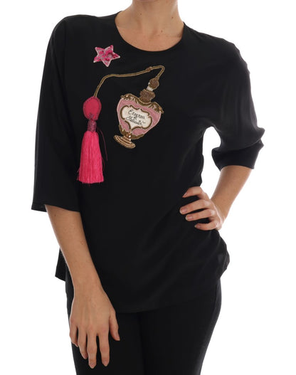 Seidenbluse mit Märchenstickerei