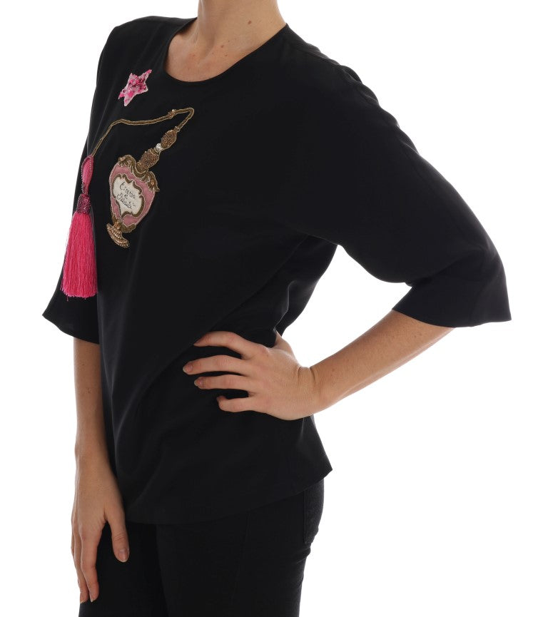 Seidenbluse mit Märchenstickerei