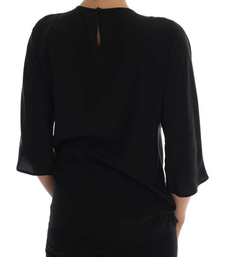 Seidenbluse mit Märchenstickerei