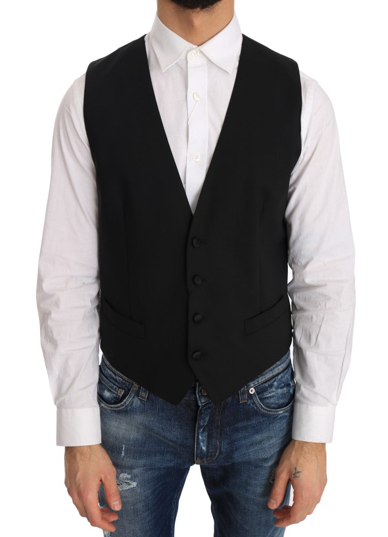 Elegante, formelle Weste im Slim Fit in Schwarz