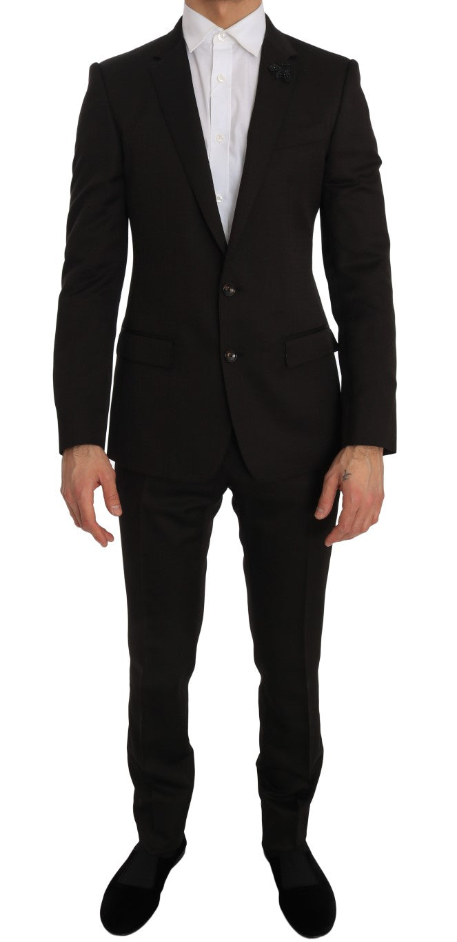 Eleganter brauner Jacquard-Martini-Anzug