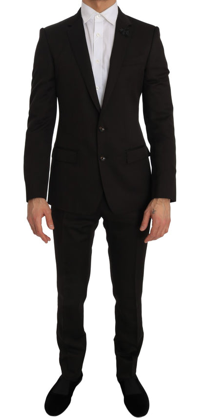Eleganter brauner Jacquard-Martini-Anzug