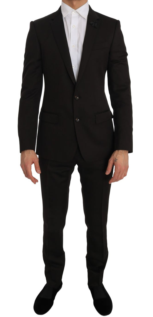 Eleganter brauner Jacquard-Martini-Anzug