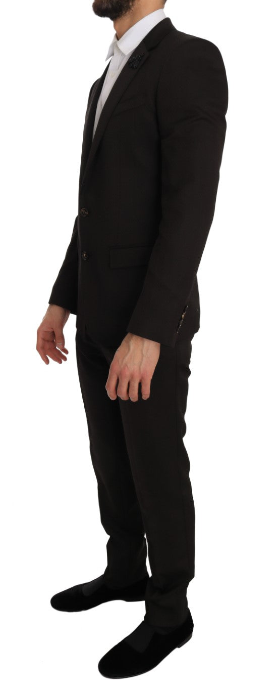 Eleganter brauner Jacquard-Martini-Anzug