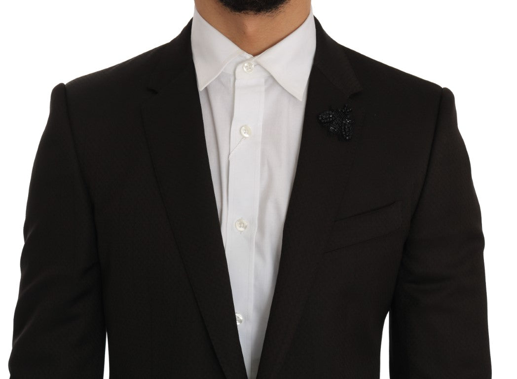 Eleganter brauner Jacquard-Martini-Anzug