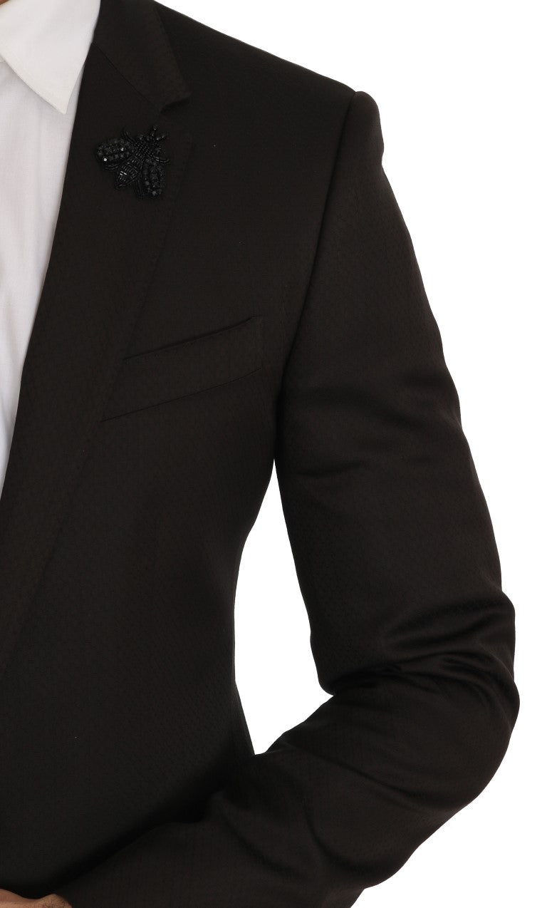 Eleganter brauner Jacquard-Martini-Anzug