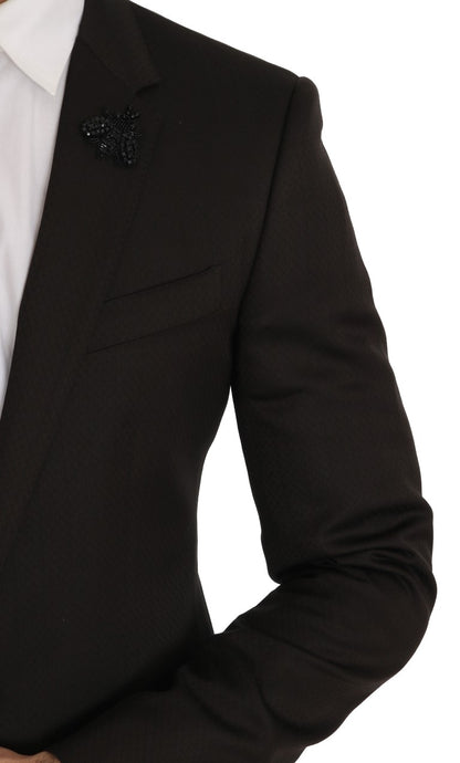 Eleganter brauner Jacquard-Martini-Anzug