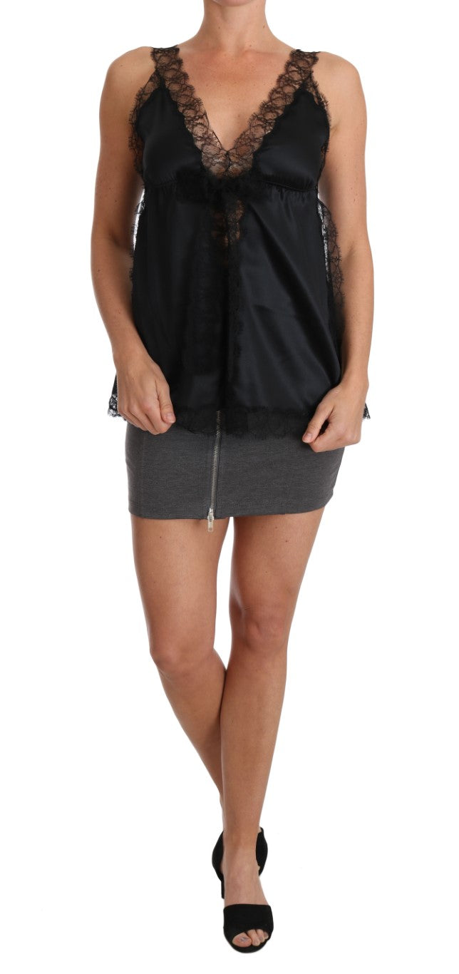 Sinnliches Dessous-Top aus Seidenmischung in Schwarz