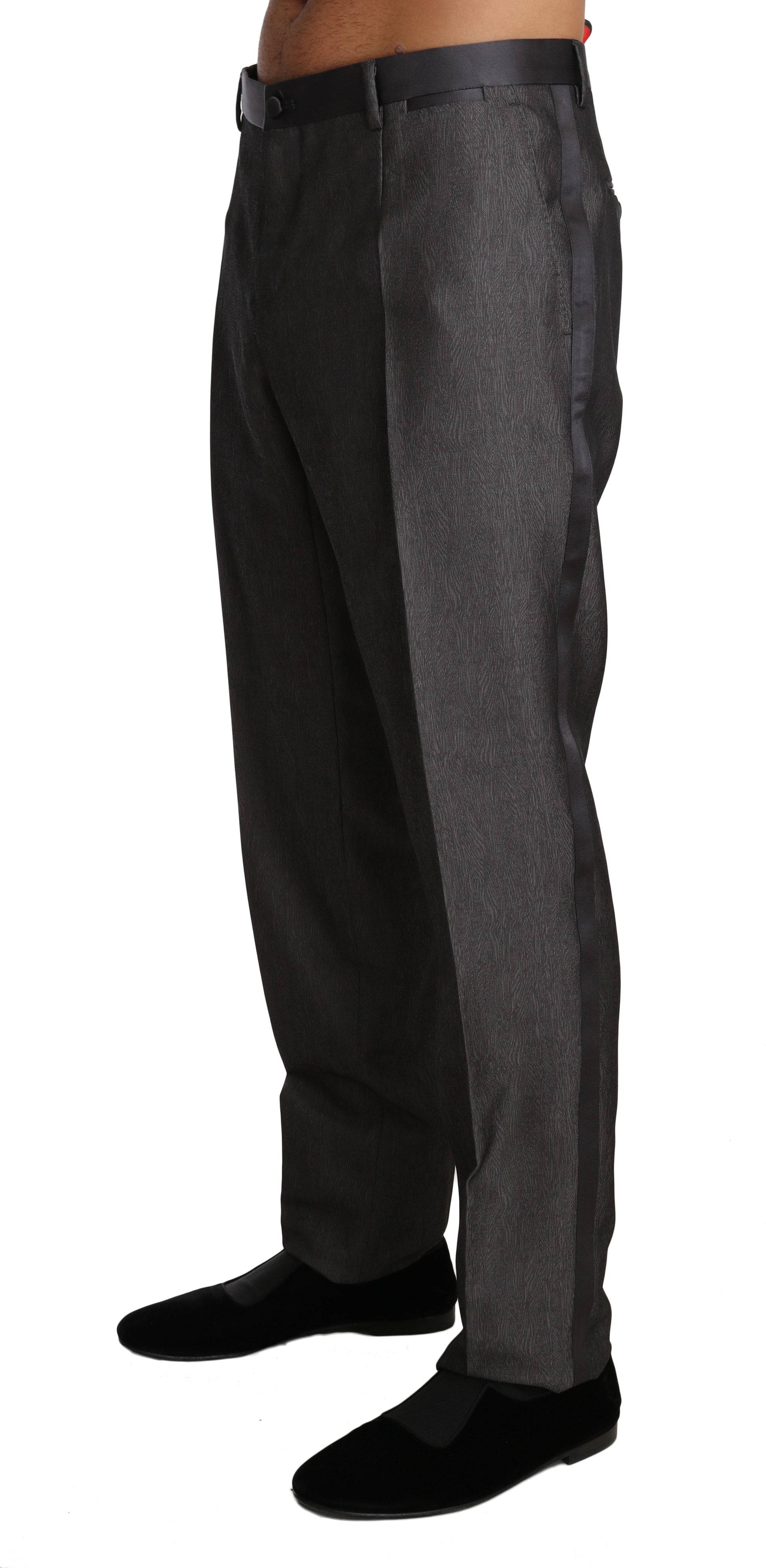 Elegante gemusterte Hose aus grauer Wollmischung