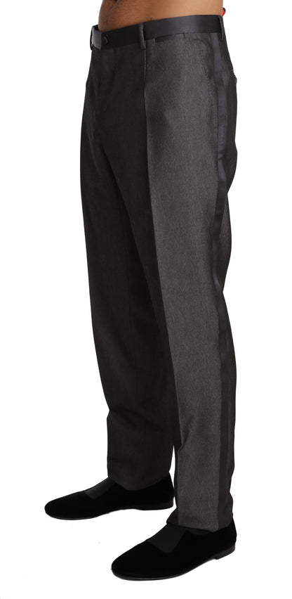 Elegante gemusterte Hose aus grauer Wollmischung