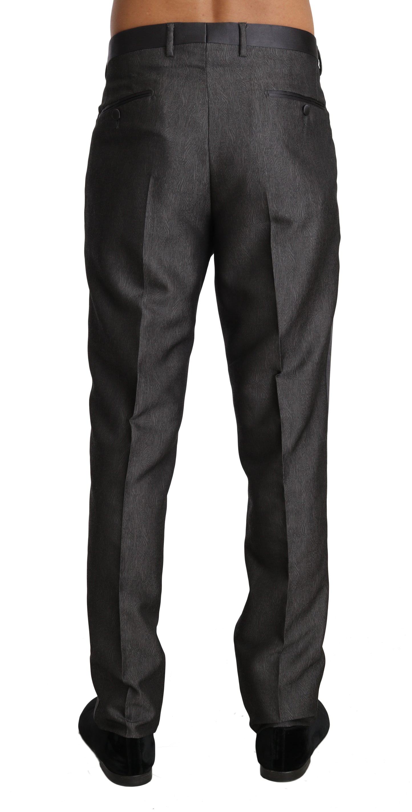 Elegante gemusterte Hose aus grauer Wollmischung