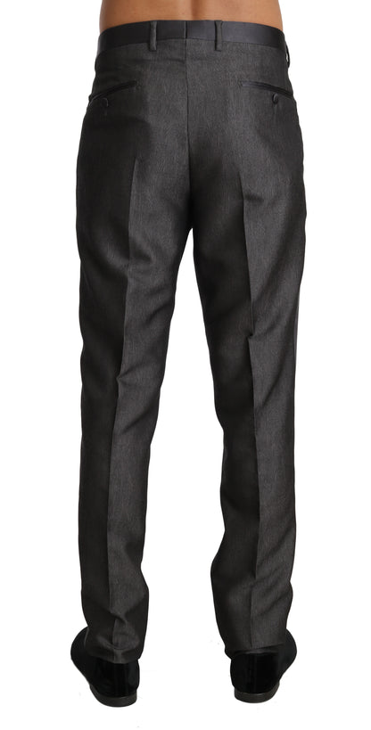 Elegante gemusterte Hose aus grauer Wollmischung