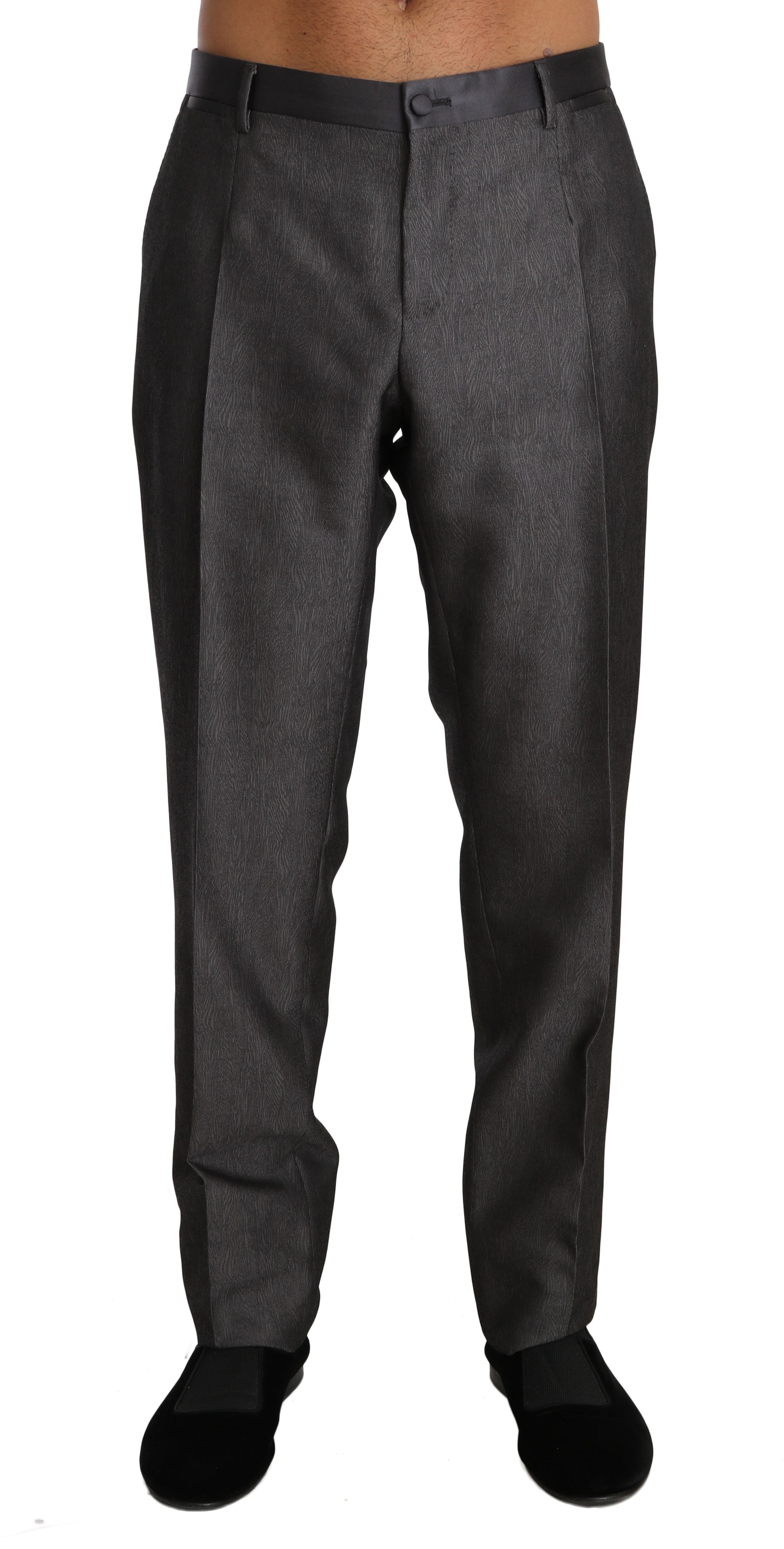 Elegante gemusterte Hose aus grauer Wollmischung
