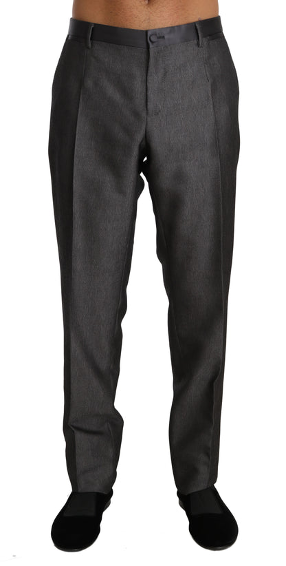 Elegante gemusterte Hose aus grauer Wollmischung