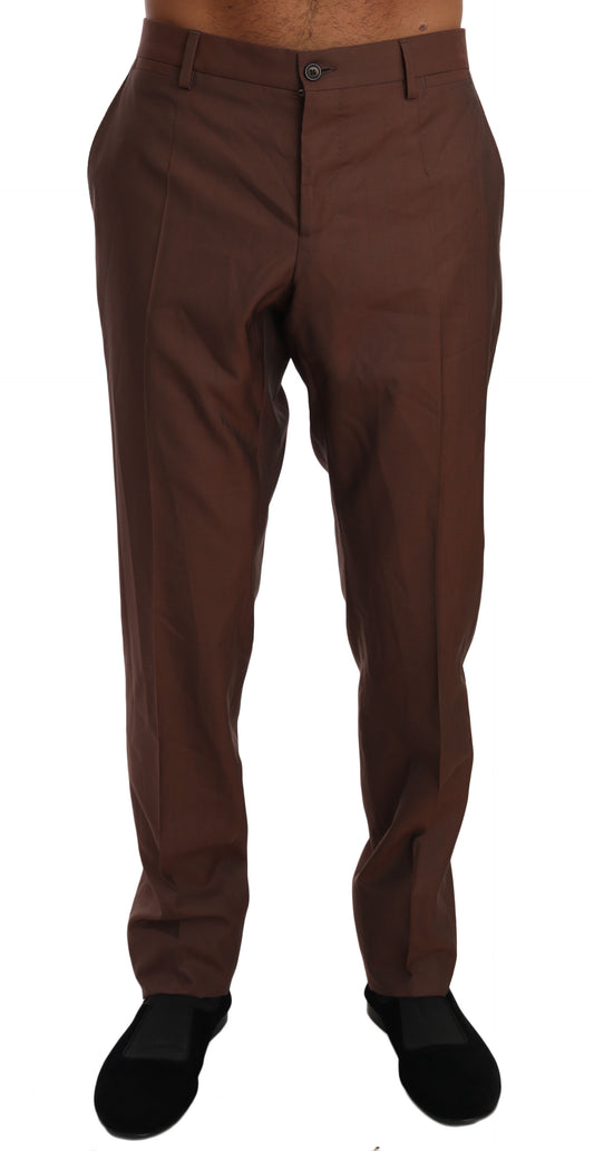 Elegante braune Anzughose aus Wolle und Seide
