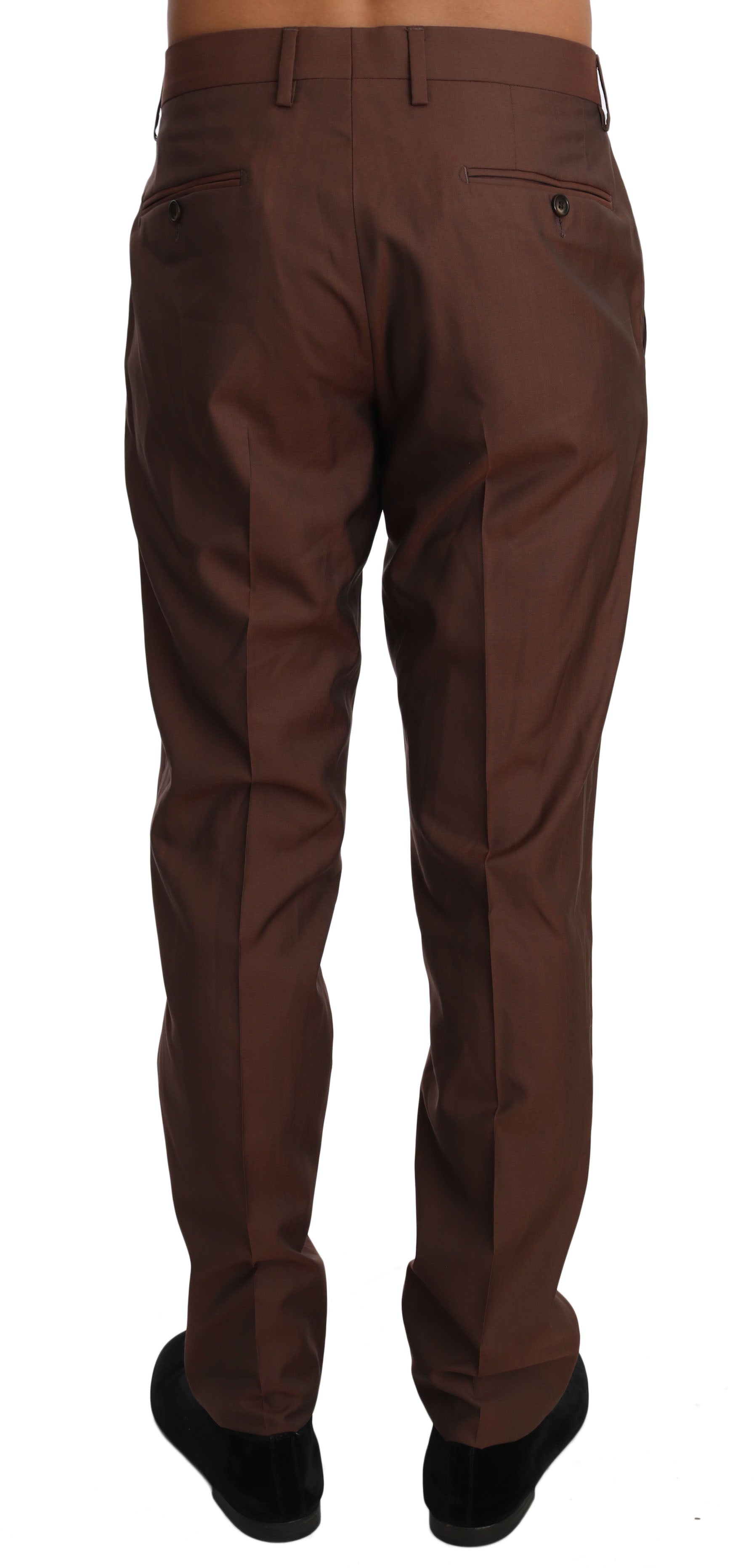 Elegante braune Anzughose aus Wolle und Seide