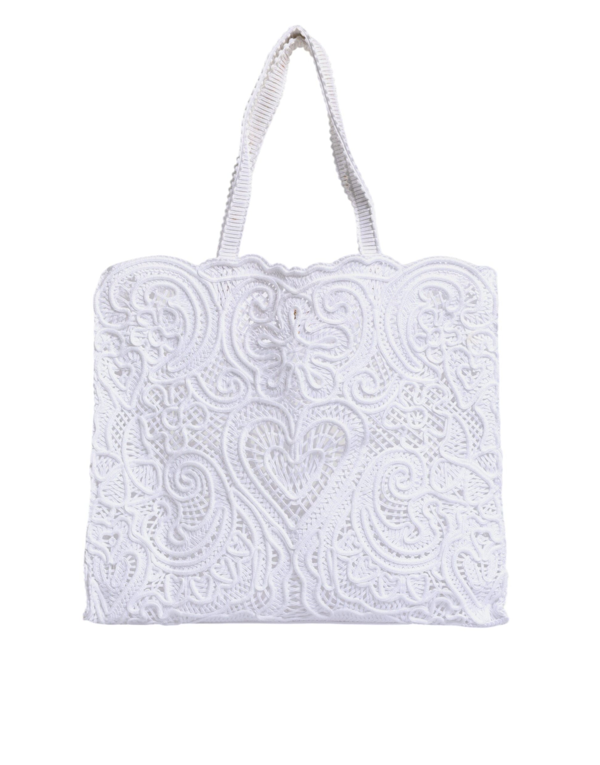White Cordonetto Lace Beatrice Shopping Tote Bag
