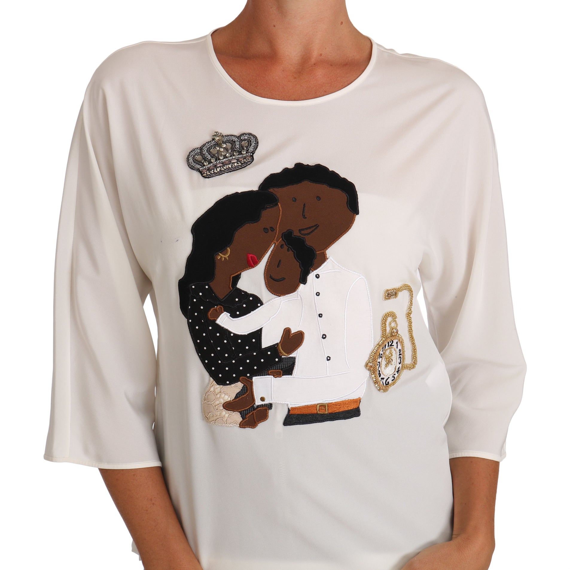 Elegante Rundhalsbluse aus Seidenmischung