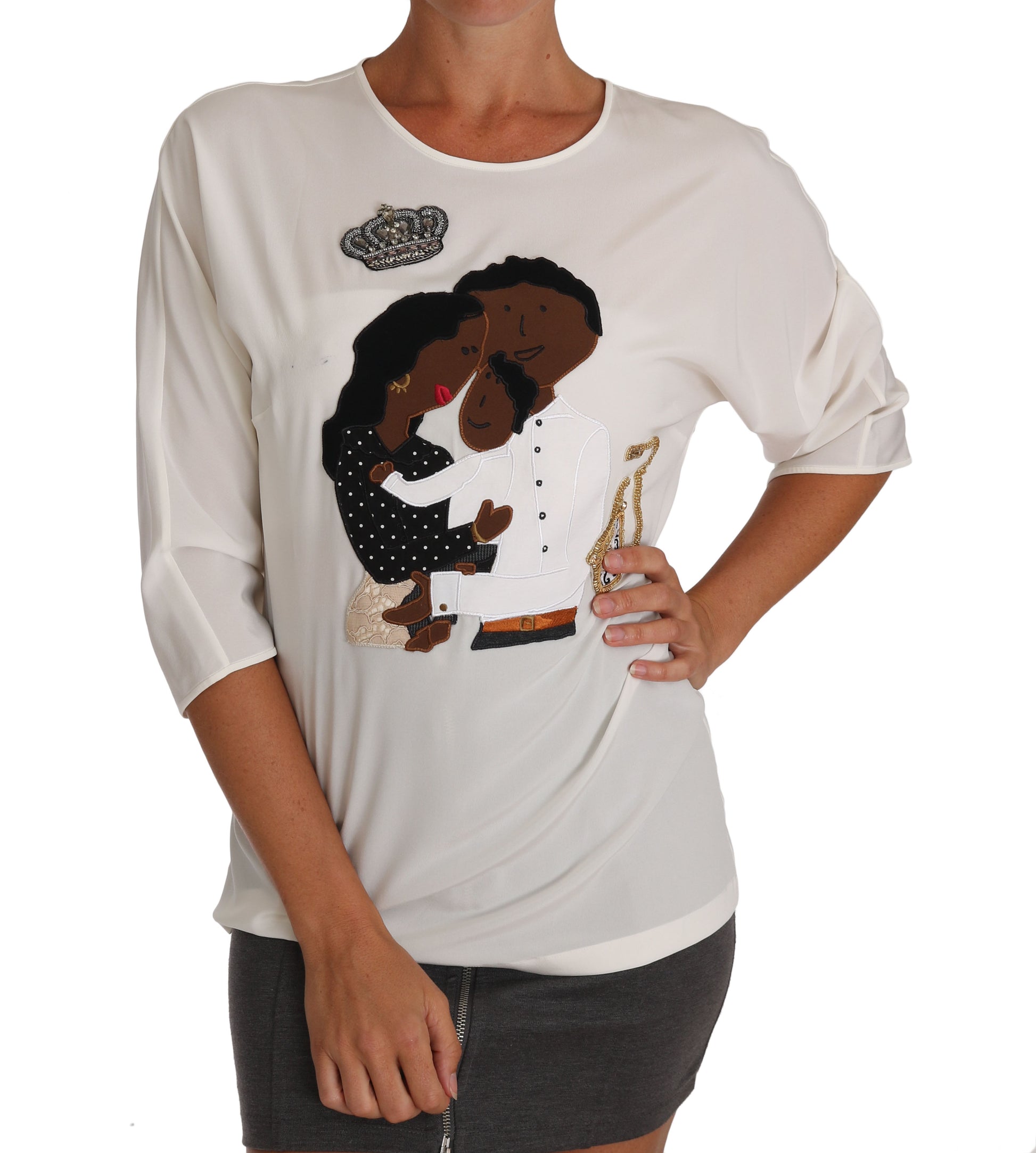 Elegante Rundhalsbluse aus Seidenmischung
