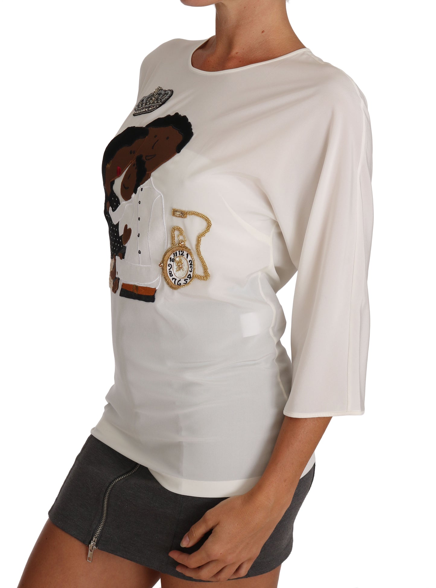 Elegante Rundhalsbluse aus Seidenmischung