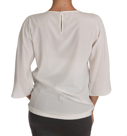 Elegante Rundhalsbluse aus Seidenmischung