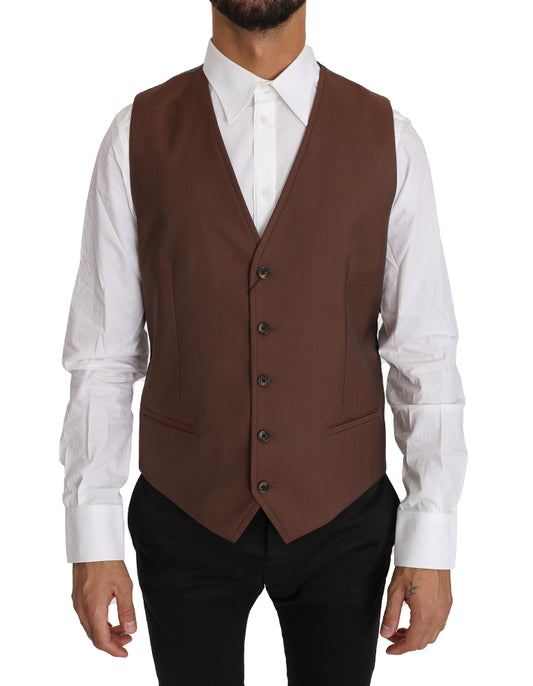 Schlichte formelle Weste in Bronze und Grau, Slim Fit