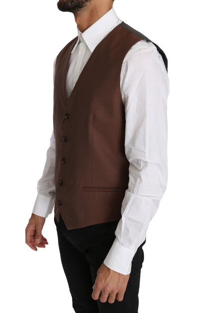 Schlichte formelle Weste in Bronze und Grau, Slim Fit