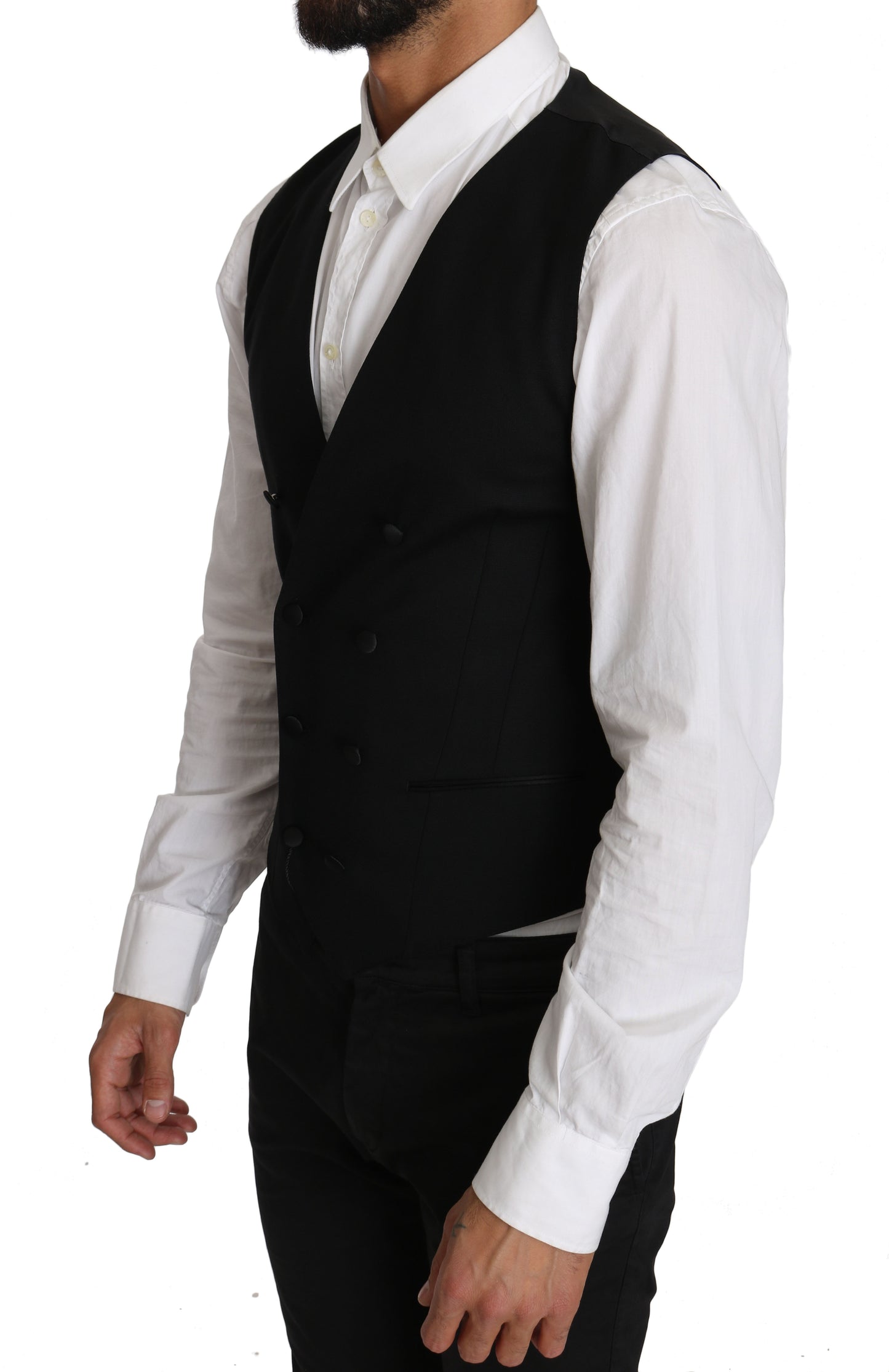 Schicke, zweireihige Weste aus Wolle im Slim Fit