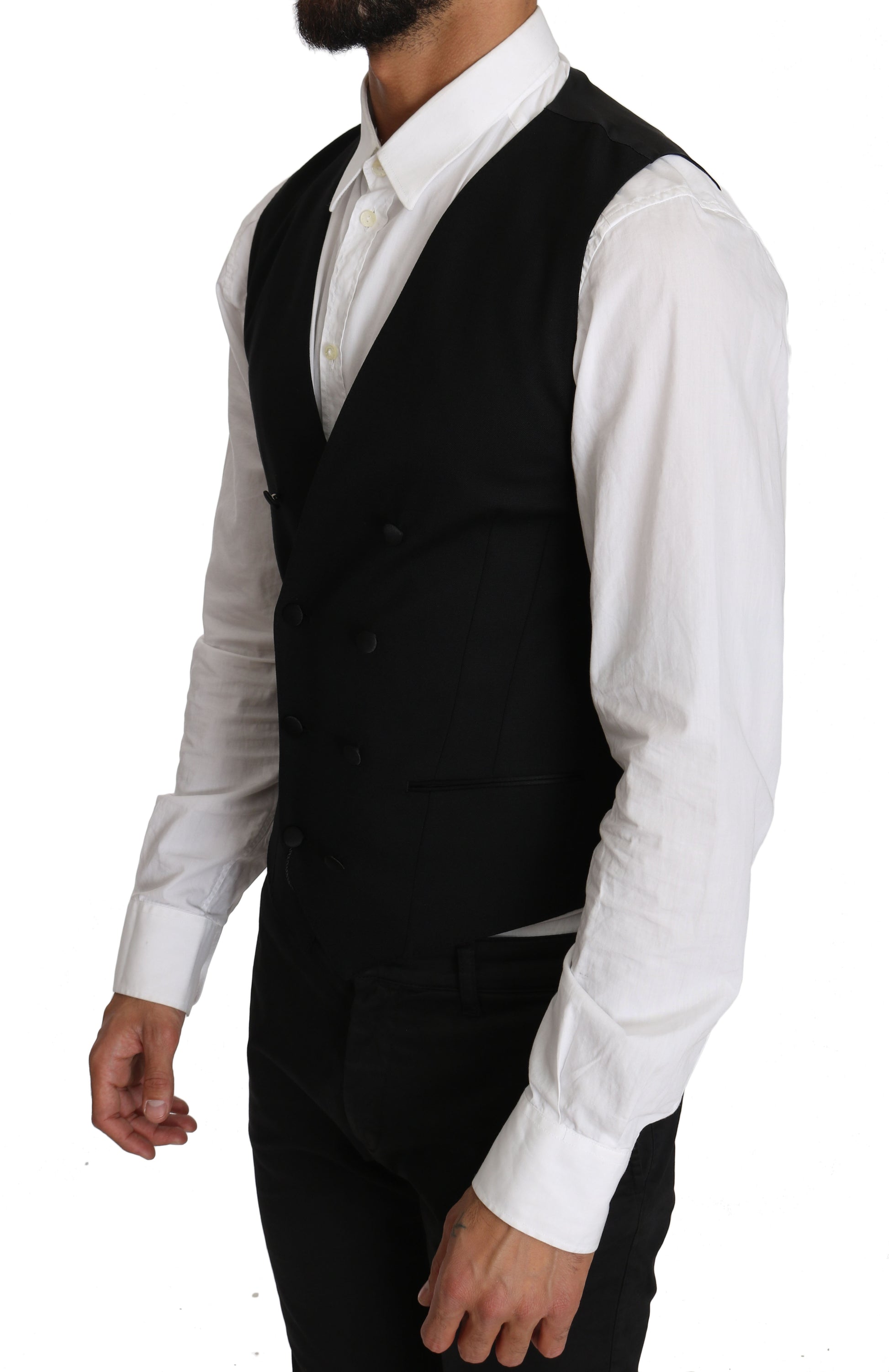 Schicke, zweireihige Weste aus Wolle im Slim Fit