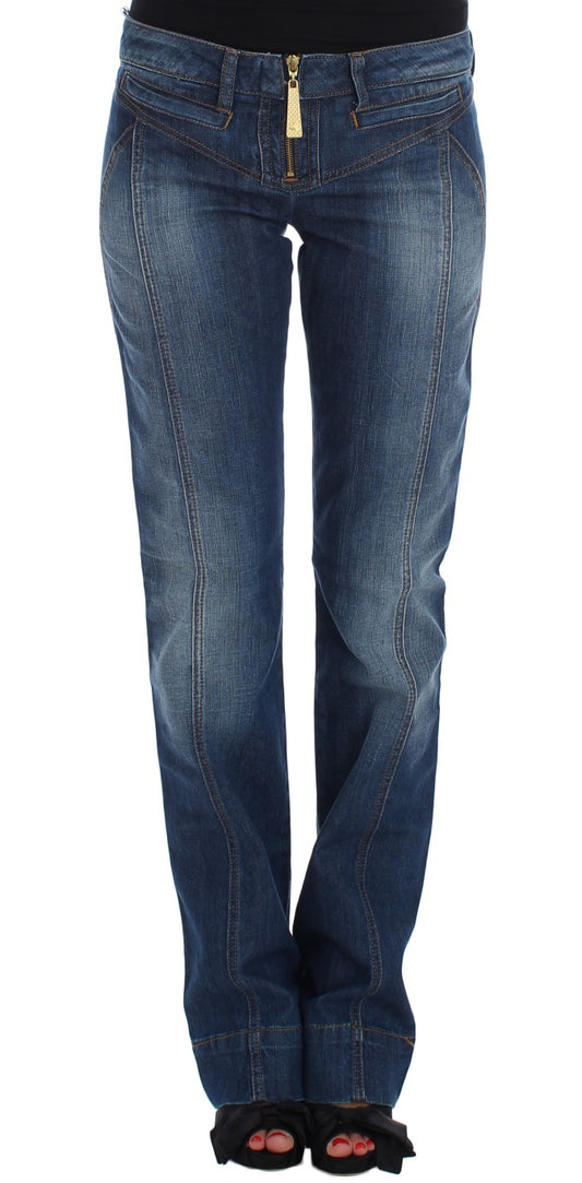 Schicker Bootcut-Jeansstoff in blauer Waschung