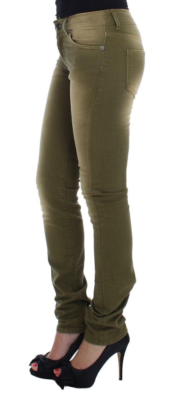Grüne Slim Fit-Jeans aus Baumwollstretch