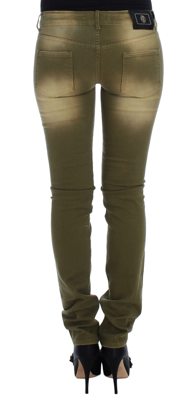 Grüne Slim Fit-Jeans aus Baumwollstretch