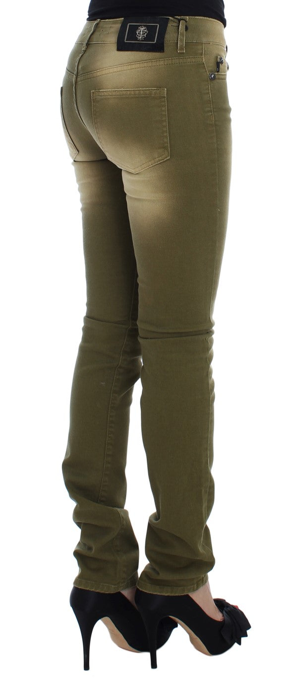 Grüne Slim Fit-Jeans aus Baumwollstretch