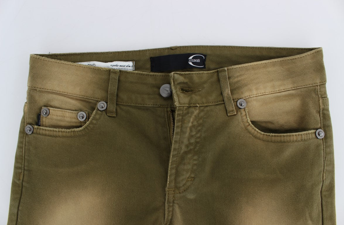 Grüne Slim Fit-Jeans aus Baumwollstretch