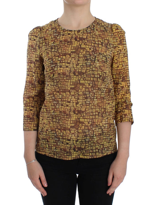 Seidenbluse mit sizilianischem Mosaik-Print