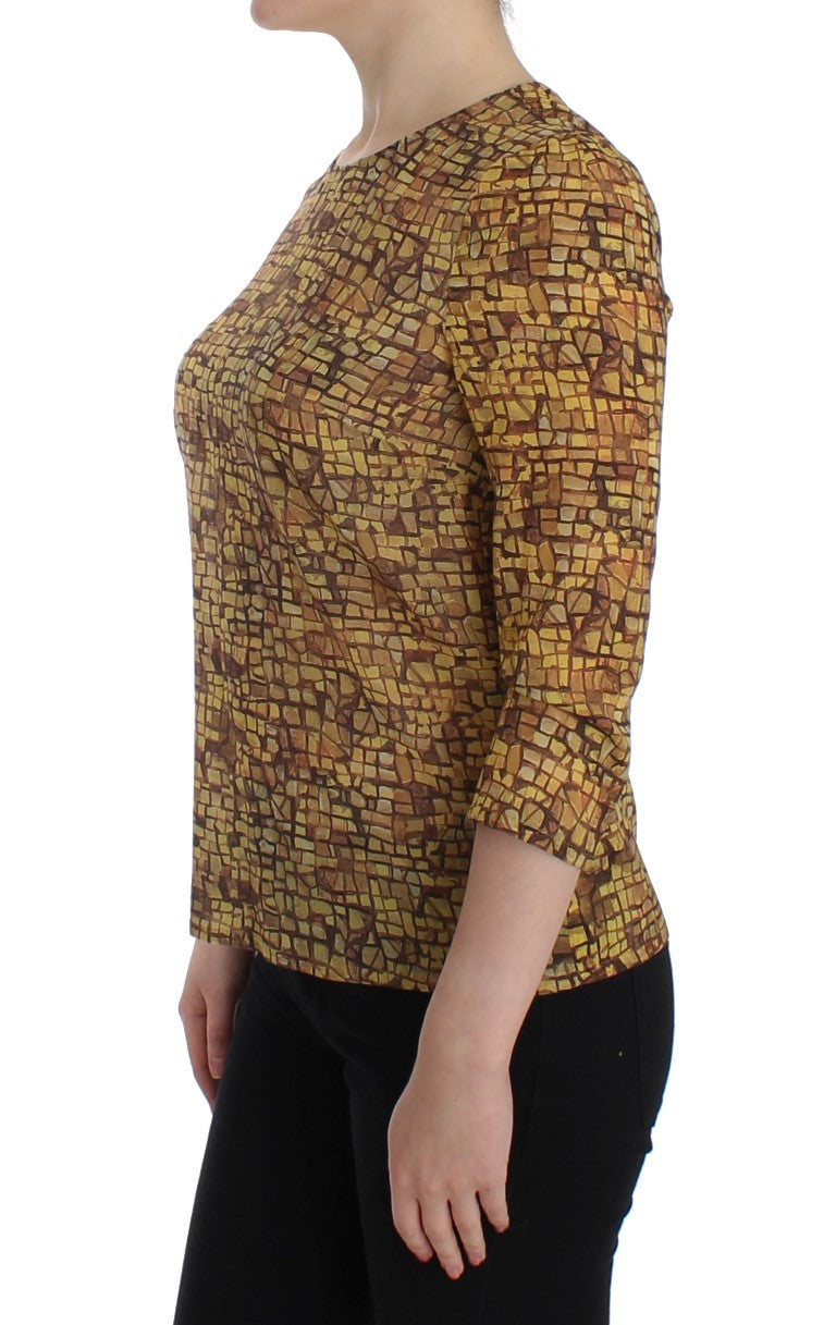 Seidenbluse mit sizilianischem Mosaik-Print