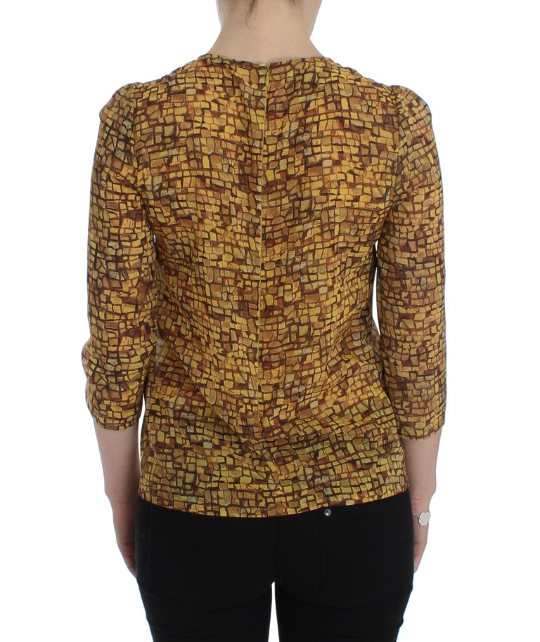 Seidenbluse mit sizilianischem Mosaik-Print