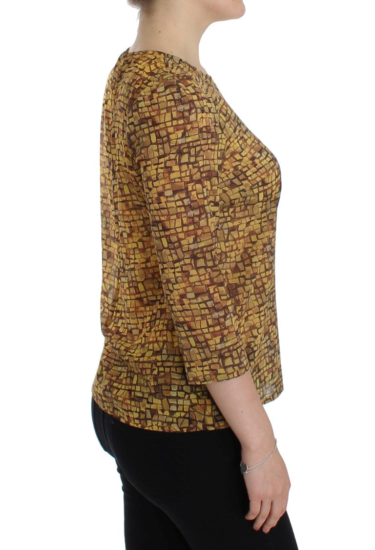 Seidenbluse mit sizilianischem Mosaik-Print