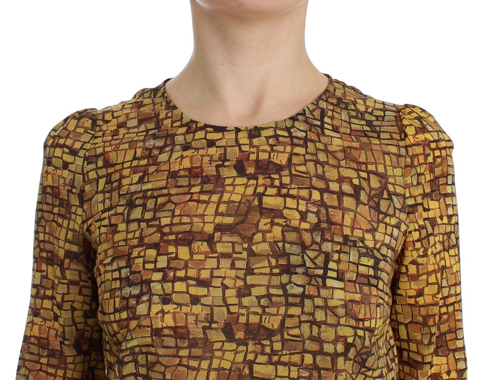 Seidenbluse mit sizilianischem Mosaik-Print