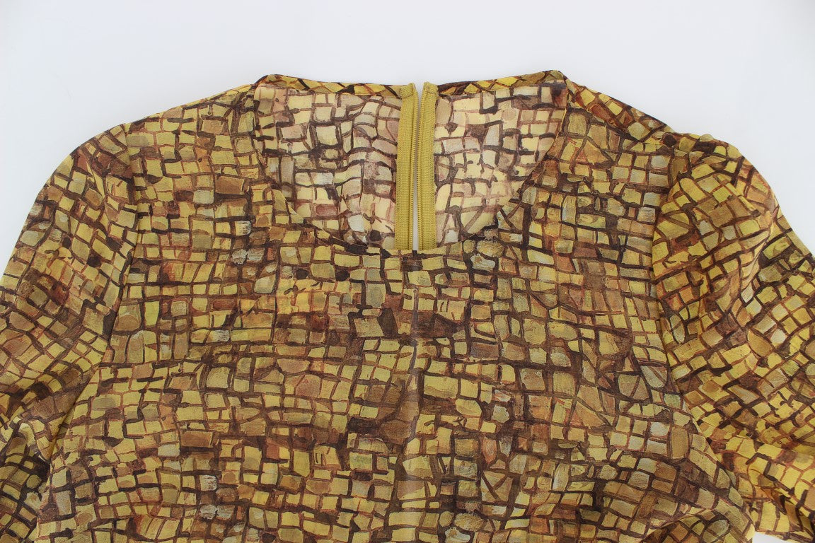 Seidenbluse mit sizilianischem Mosaik-Print